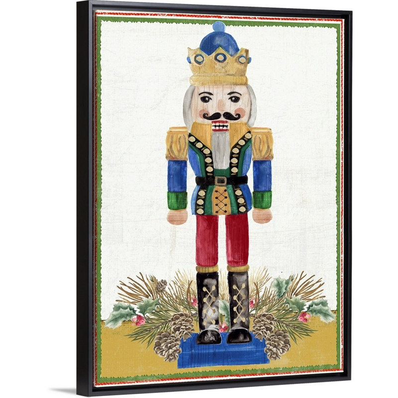 Wintery Nutcracker - reproduction d'art sur toile, Cadre noir, H 26 po x l 20 po x P 1,75 po