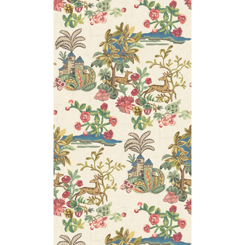 Toile Non-Woven Wallpaper Roll, Jewel