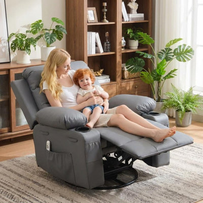 Oversized Swivel Recliner with Massage, Heat, and Rocking – Multi-Fabric Choice for Any Space
