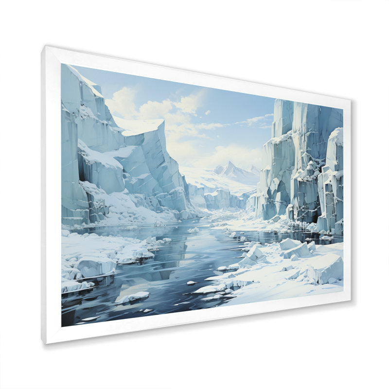 Baechtle " Antarcticas Edge Abstract II ", 24" H x 32" W x 1" D, White Picture Framed