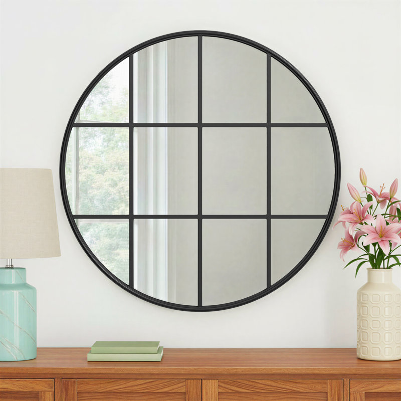Miroir décoratif moderne et contemporain Karle, Noir, 31,5 po x 31,5 po