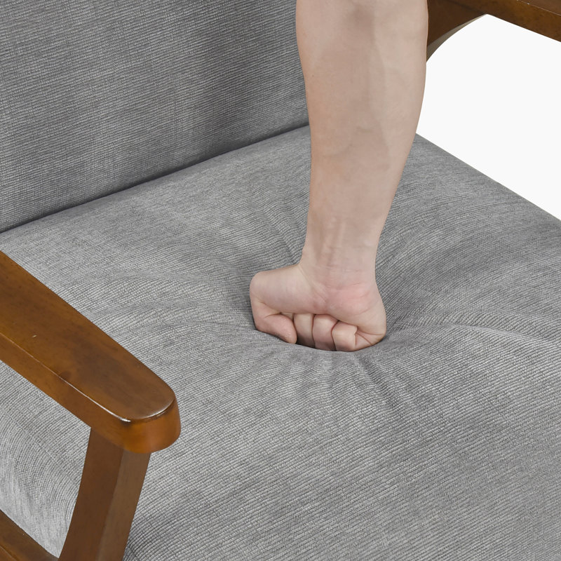 Chaise d'appoint moderne et contemporaine Springer de 27,5 po avec revêtement en chenille tissée, structure en bois d'hévéa massif, coussin en mousse enveloppée de Dacron