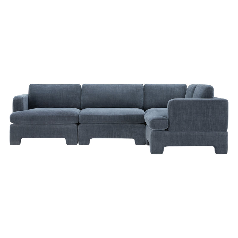 Canapé modulaire rembourré jolie 4 pièces Jolie, Chenille Selene Indigo Performance