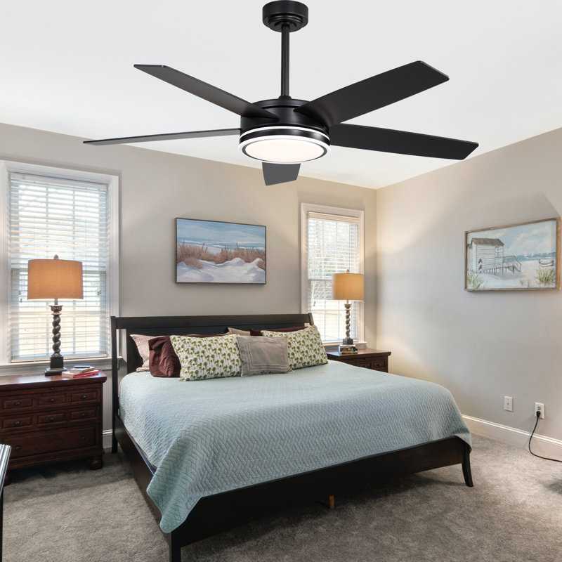 Ventilateur de plafond moderne de 52 pouces avec lumières et télécommande, ventilateur de plafond à DEL à intensité variable et réversible à 6 vitesses pour chambre à coucher