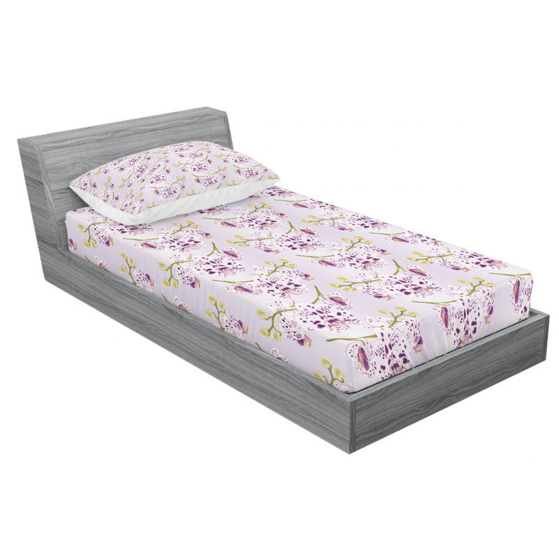 Microfiber Floral Fitted Sheet, Twin XL Fitted Sheet with 1 Pillowcase