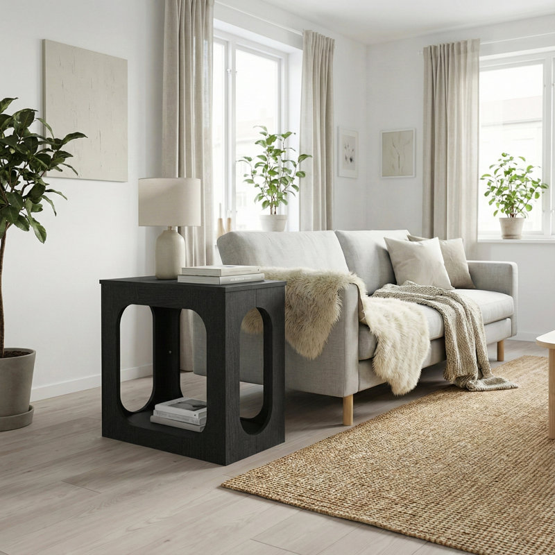 Table de bout avec tablette ouverte Inniss, Noir