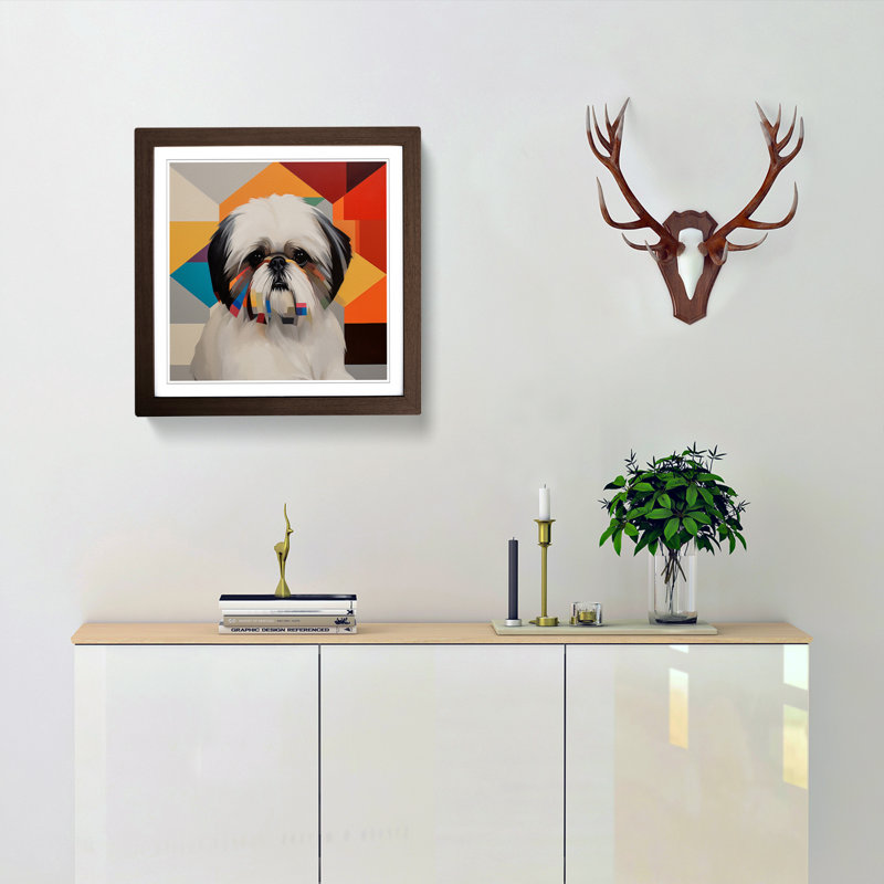 Shih Tzu Bauhaus No.2 - Framed Print, Walnut