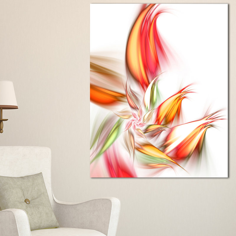 « orange », formes florales à motif floral rose, impression sur toile tendue, H 40 po x l 30 po x P 1 po