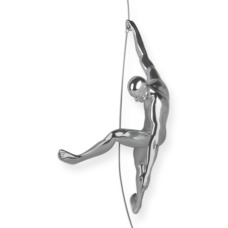 Handmade Modern People Wall Decor on Resin, Silver