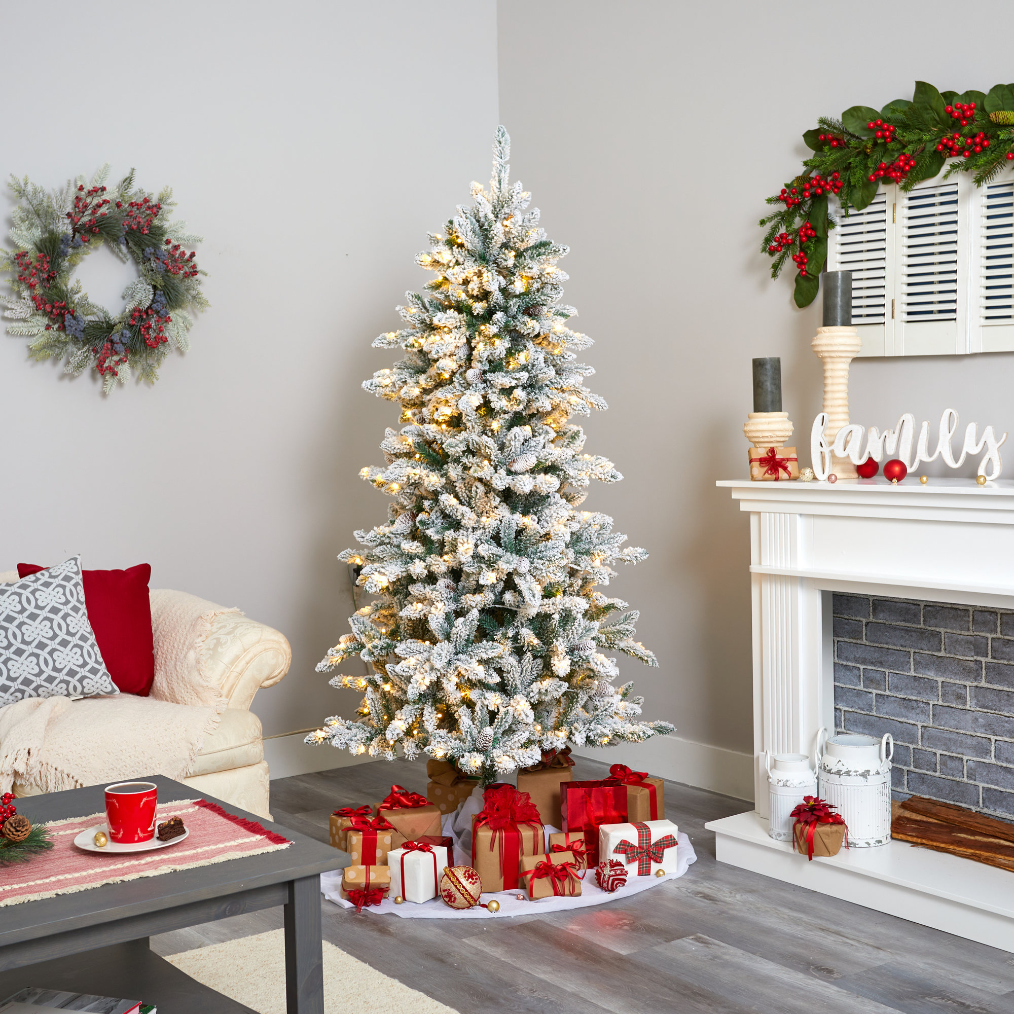 Lighted Artificial Fir Christmas Tree, 6.5' H