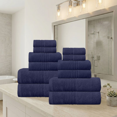 Ensemble de serviettes de bain 100% coton Phoebe 500 g / m² Home Weavers Bleu marine