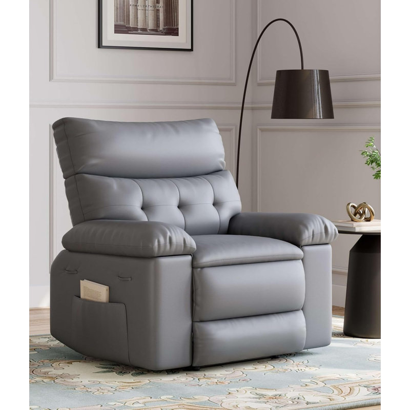 37.4" Wide Oversized Recliner Chair, PU Leather Manual Recliner with 1.5X Sponge Filling, Tan