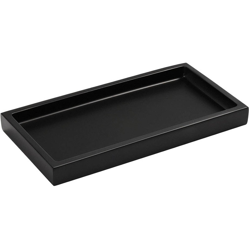 Tray, 20cm W x 10cm D x 1.9cm H, Rectangle, Black