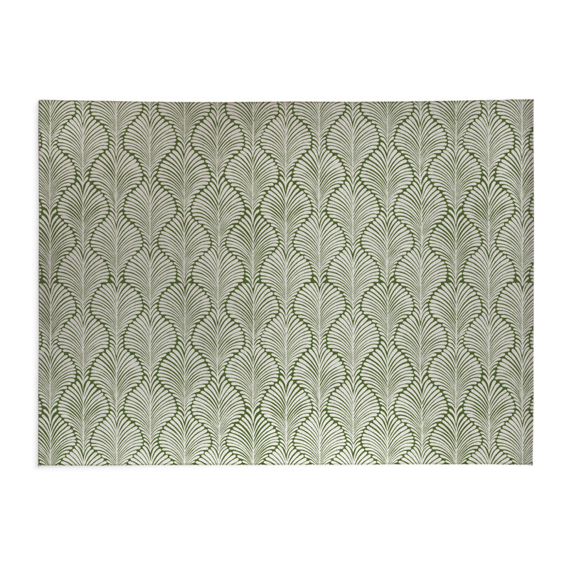 Elegant Palms Low Profile Kitchen Mat, Rectangle 4' x 6', Olive Green