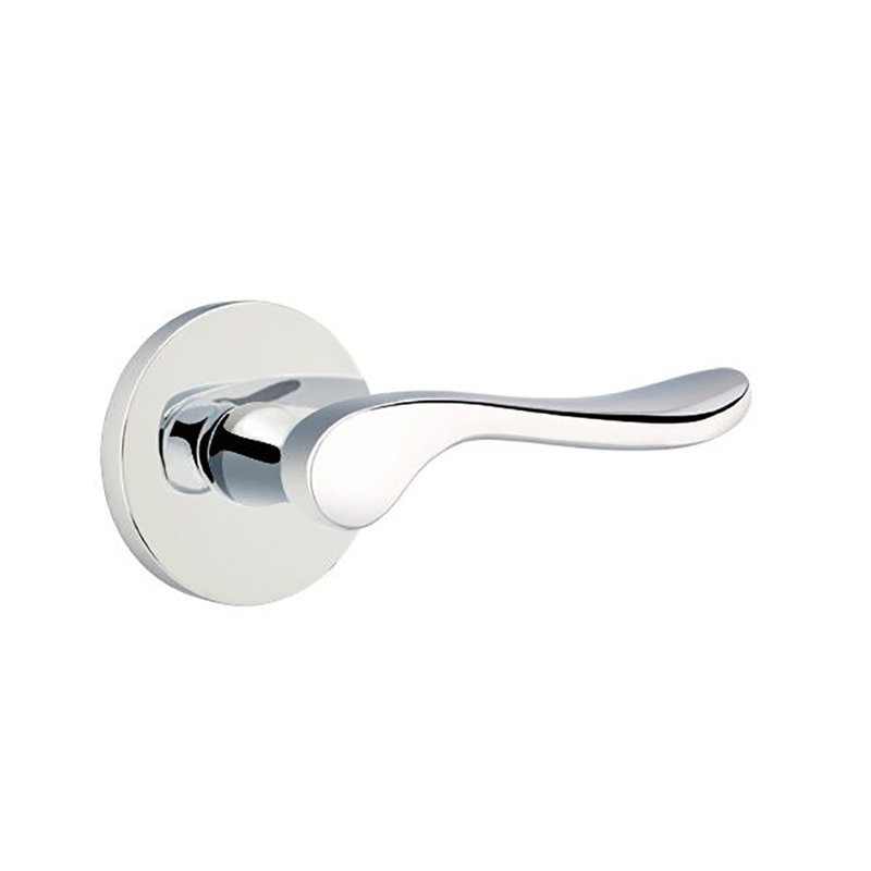 Ensemble de levier d'entrée à clé Emtek avec levier Lucerne et rosette à disque, Droite, Chrome brillant