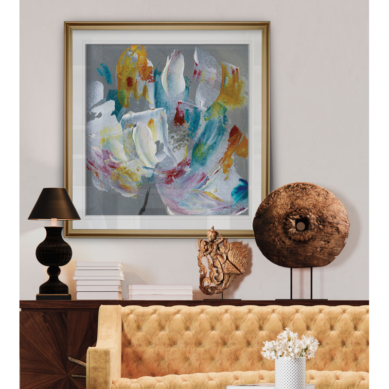 «Tye Dye Flower», reproduction sur toile, H 17,5 po x l 17,5 po x P 1,5 po, Cadre doré