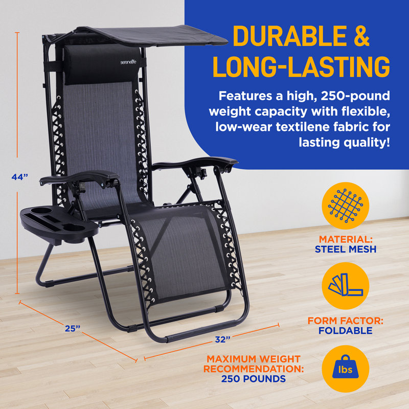 Chaise zéro gravité pliable et inclinable Kathren, Noir