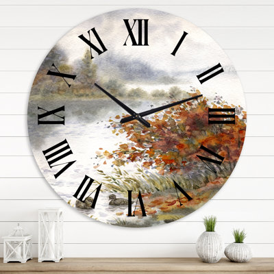 Vue du lac en automne horloge murale