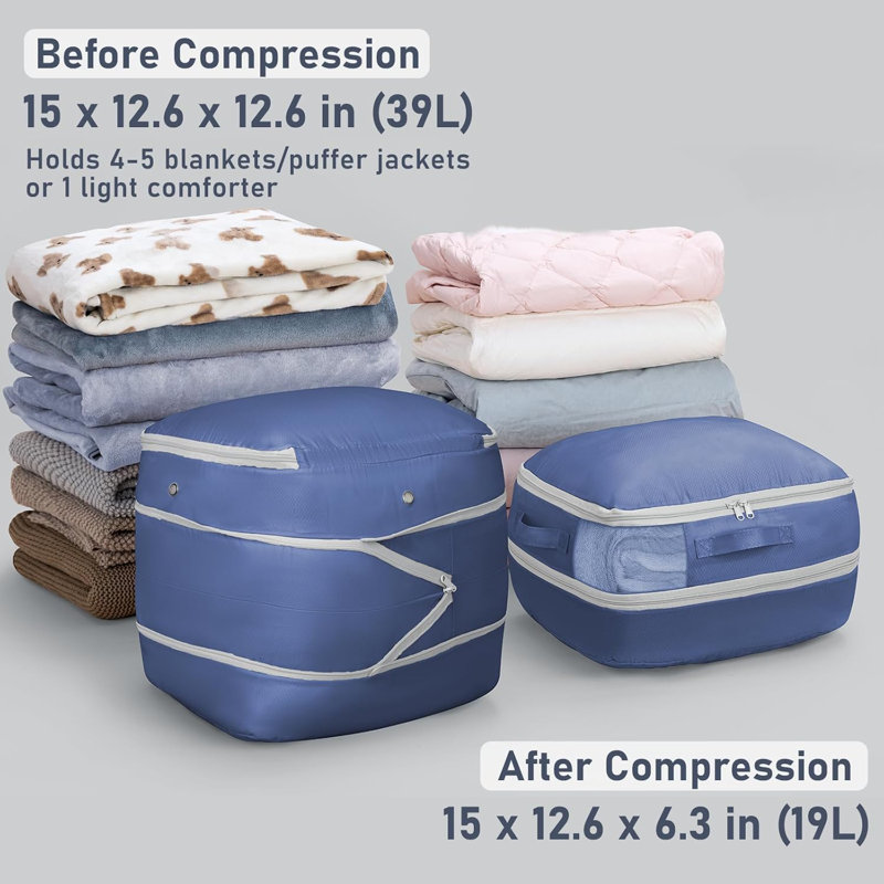 Compression Storage Bags 6 Pack - Space Saving Vacuum Bags For Blankets, Comforters, Jackets & Sweaters With Reinforced Zipper & Dual-View Mesh Windows