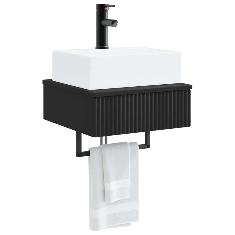 Single Bathroom Vanity with Ceramic Basin, Black