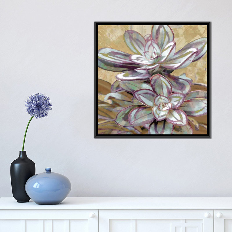 « succulent iv », impression sur toile, H 18 po x l 18 po x P 1,5 po, Toile avec cadre noir, Pas de tapis