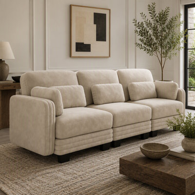 Canapé modulaire 3 places, canapé 3 places avec coussins de siège épais et confortables, idéal pour le salon, la chambre à coucher et un appartement, en chenille