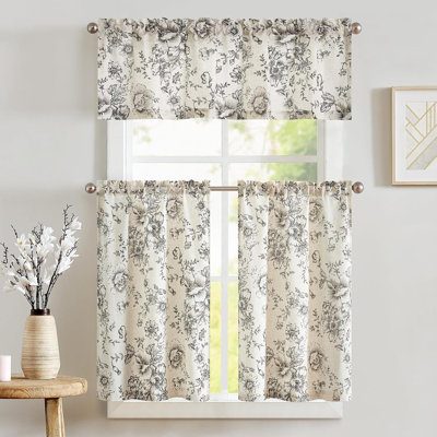 Rod Pocket Floral Kitchen Curtains