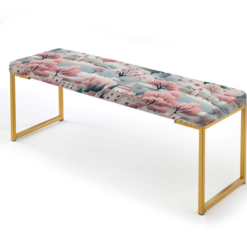 Tetrault - Banc pour enfant en tissu d'ameublement doré