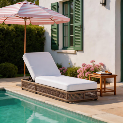 Kellan Adjustable Back Pool Chaise Lounge, Woven Rope & Iron Frame with Thick Cushion, Outdoor Patio Lounger for Poolside, Beach, Backyard