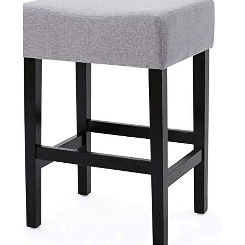 Kd Backless Counter Stool (2), Grey. Cozy Fabric Seat Part, Wood Structure. Upgrades Home . 15"d X 18.13"w 25.75"h Smooth Pad,