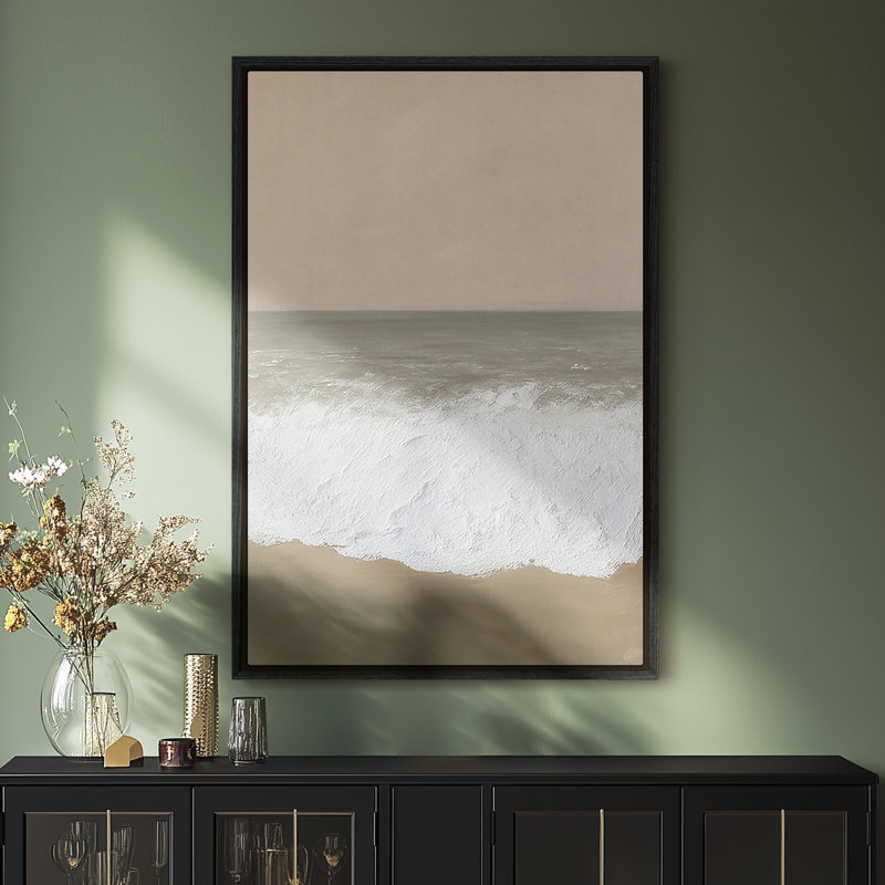 Art mural encadré sur toile - Vagues murales abstraites à motif de vagues brunes pour chambre à coucher - 16 po x 24 po, Noir