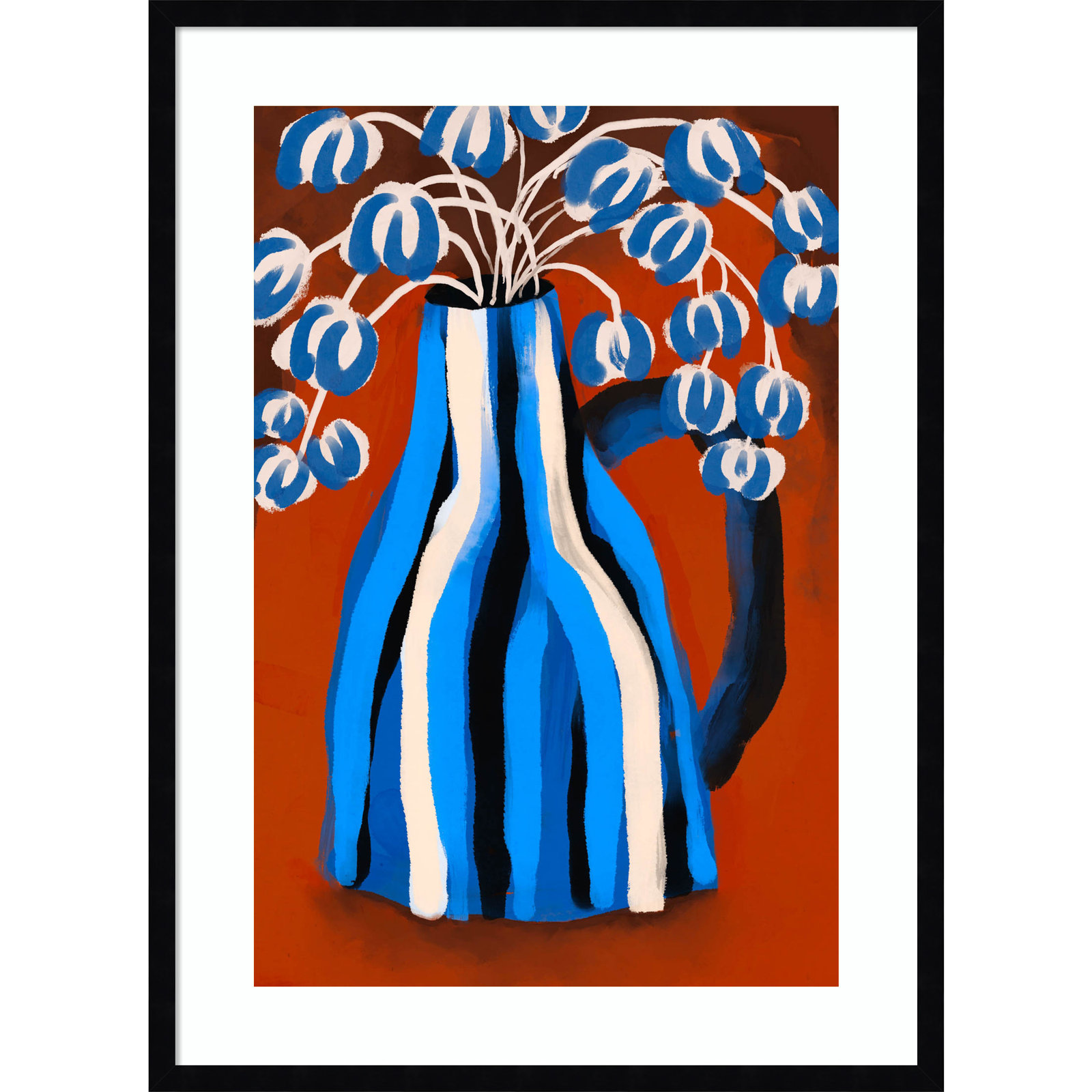 Galya "Striped Vase" Print by Treechild, Black, 33" H x 24" W