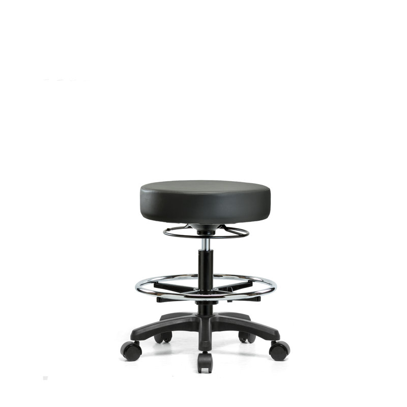 Tabouret de laboratoire en vinyle, Roulettes, Carbone