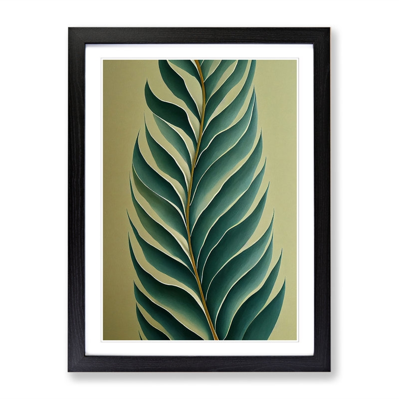 Bold Plant Leaves Vol.2 - Single Picture Frame Print, 64cm H x 46cm W x 2cm D, Grey Framed