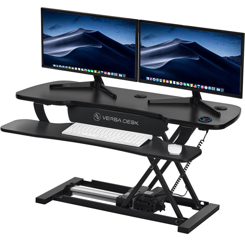 Convertisseur de bureau électrique debout 40 "avec bouton-poussoir VersaDesk PowerPro, Noir / Noir