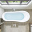 Baignoire autoportante sur pieds en acrylique blanc Vanity Art York de 175 cm (69 po) avec bonde rétractable à gauche.