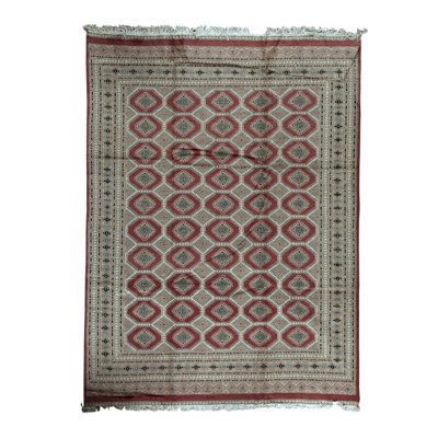 Hand-Knotted High-Quality Red and Gray Area Rug