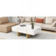 Table basse 47,2 po x 31,4 po minimaliste ultra brillante avec 2 tiroirs-220120082