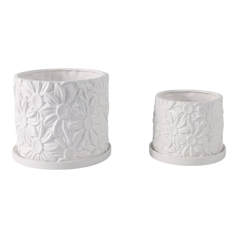 Handmade Ceramic Planter Set, 7" H x 8.25" W x 8.25" D