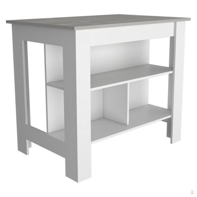 Îlot de cuisine avec trois tablettes de rangement