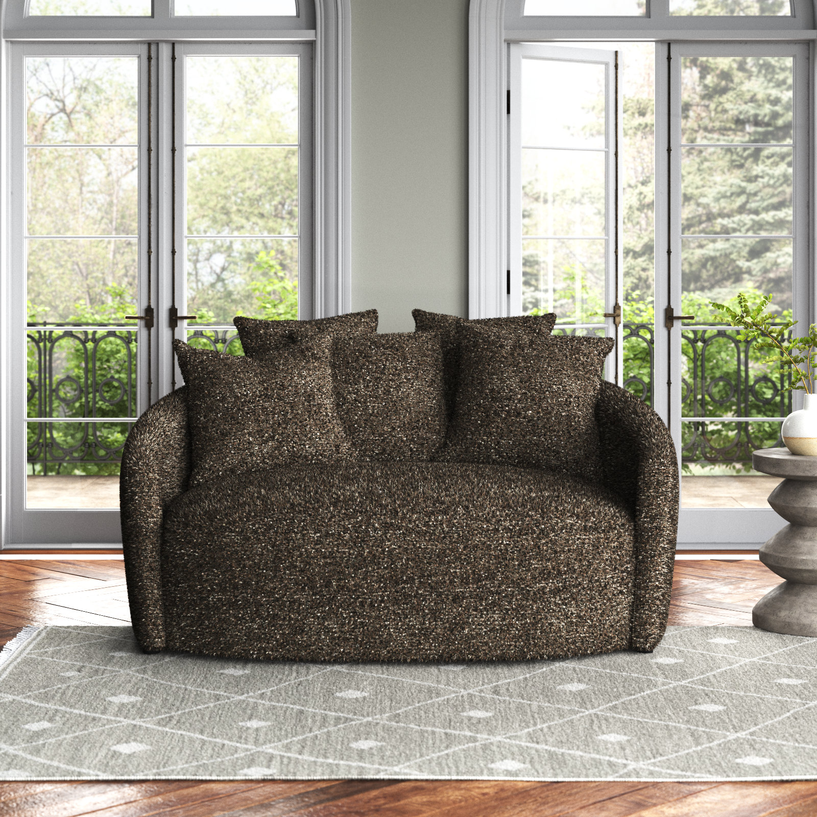 Esmeray 62" Cotton Loveseat, Ivan Granite Boucle