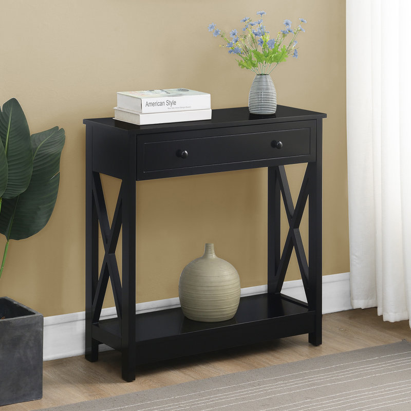 Lecenta 31.5'' 1 Drawer Console Table with Shelf, Black