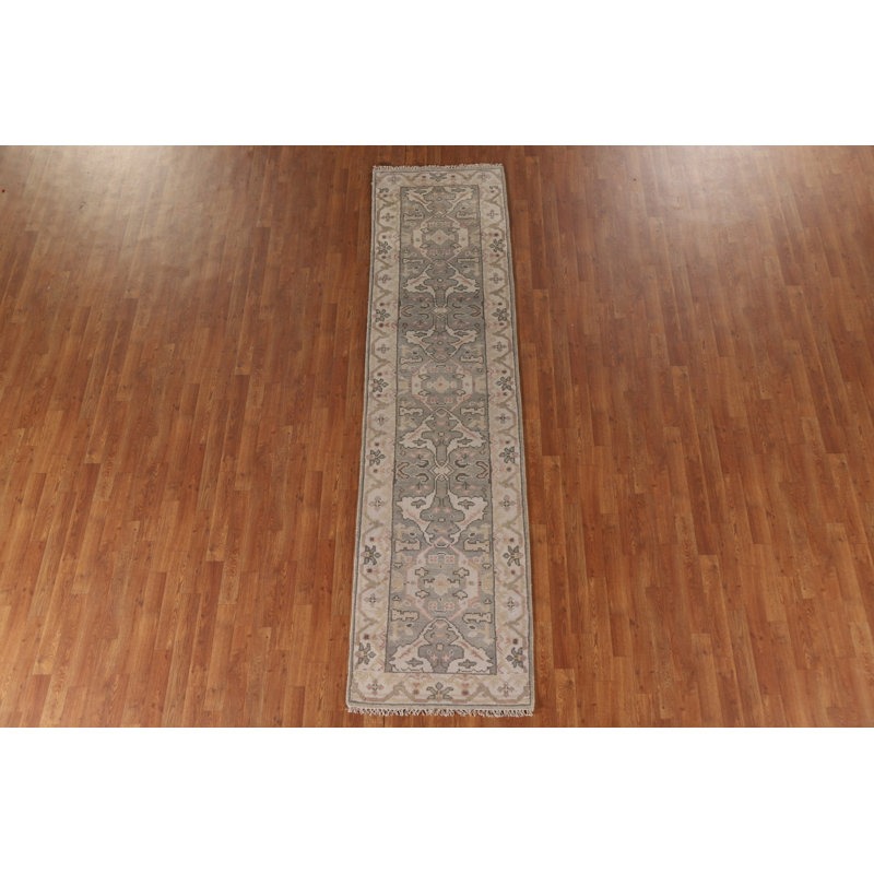 Tapis de couloir indien gris Oushak 3 x 10