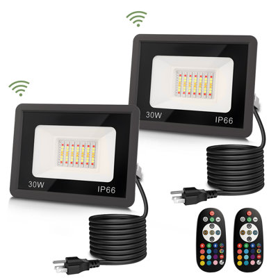 3 projecteurs d'extérieur à télécommande CCT + RVB avec capteur de lumière, projecteurs de sécurité, étanches IP66