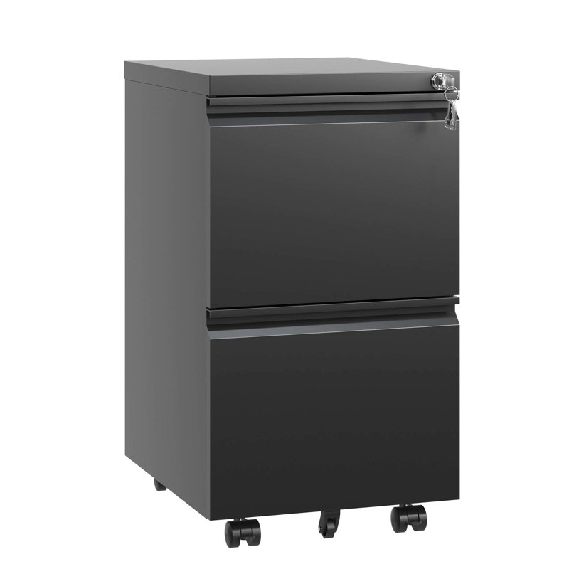 Lockable Metal File Cabinet With 2 Drawers - Organize Workspace Fits Legal/Letter/A4 Antique White Elegant Design Drawer Lock Included Stores Modern Office Look