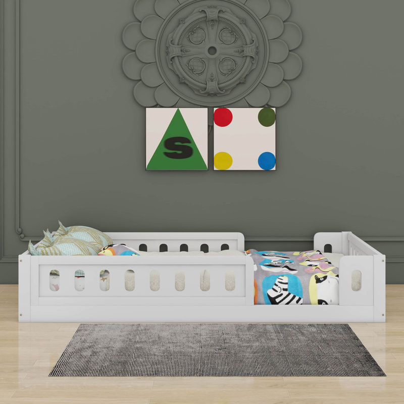 Lit plateforme simple avec garde-corps, Blanc