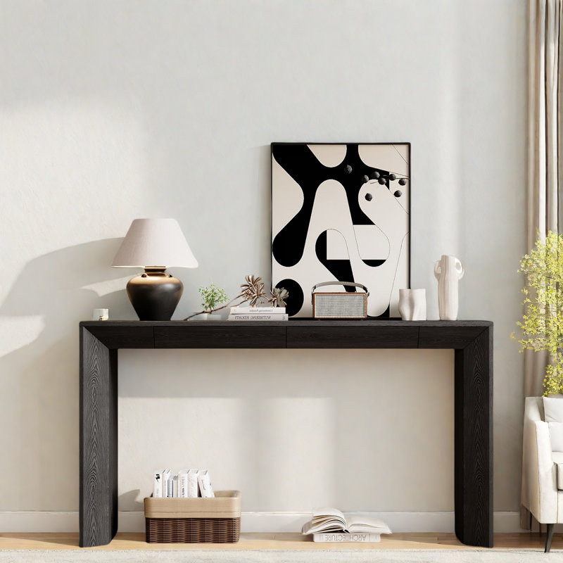 Console moderne avec 2 tiroirs dissimulés, Black