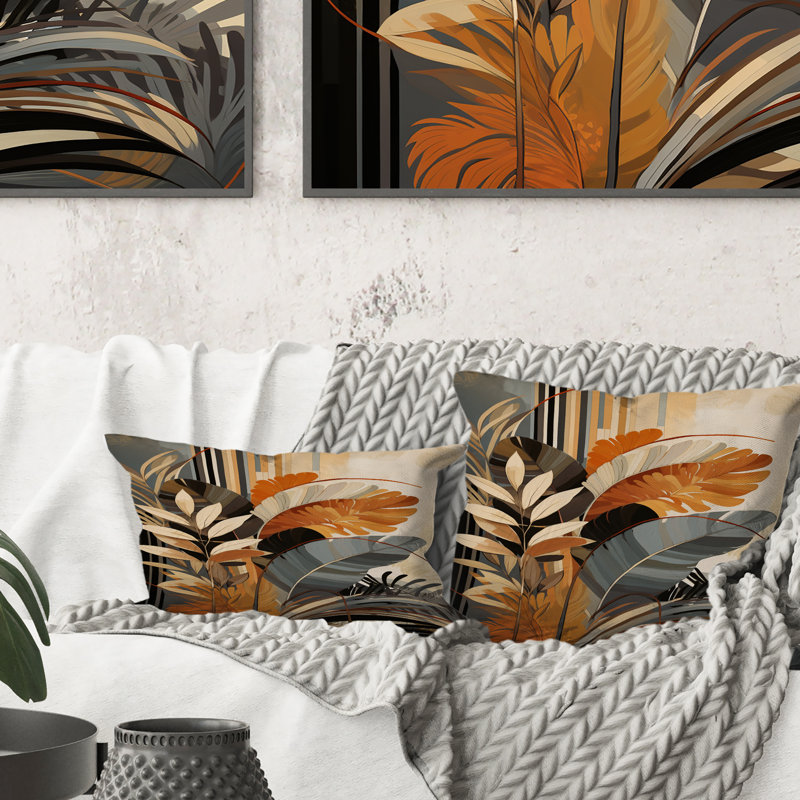 Coussin Funky Foliage In Terracotta - Abstract Botanicals