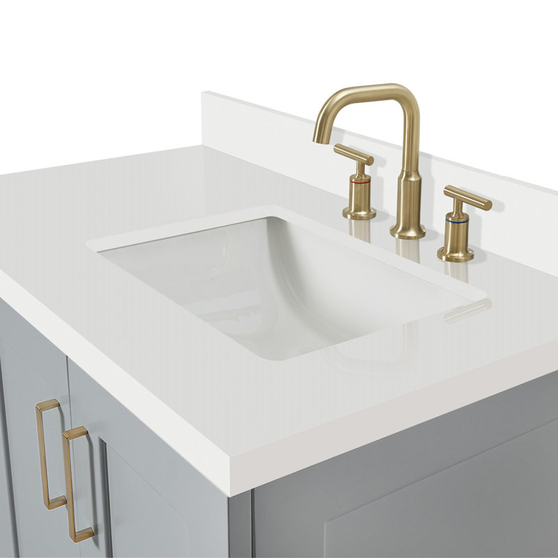 37 IN.  Single Bathroom Vanity, Gray, Rectangular, Right