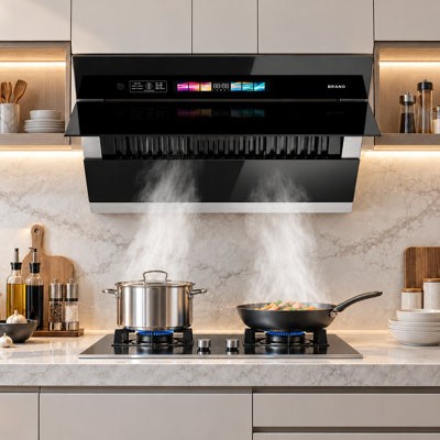 Hotte de cuisine sous-meuble Brano 30 po avec 900 pi³/min, commandes vocales/gestuelles/tactiles, conception à tirage latéral et convertible avec ou sans conduit - Pour les cuisines modernes sous-meubles